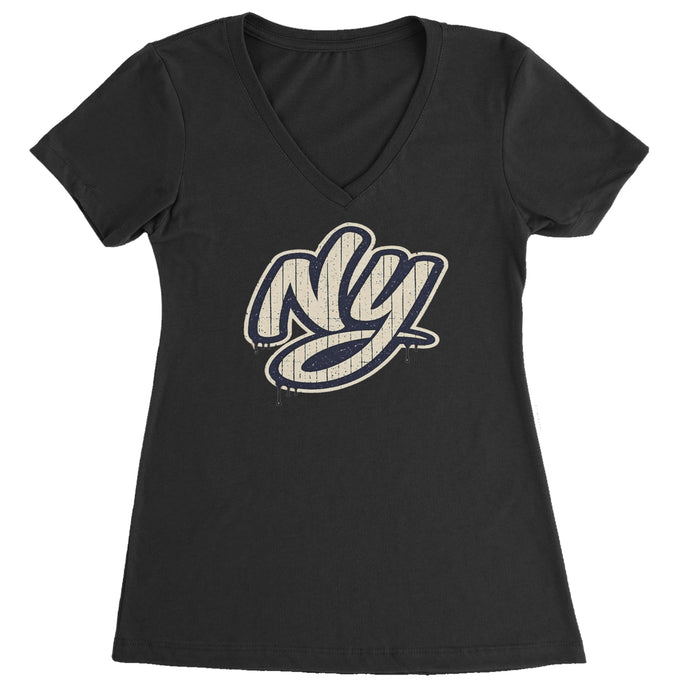 NYC New York City Grunge Street Ladies V-Neck T-shirt