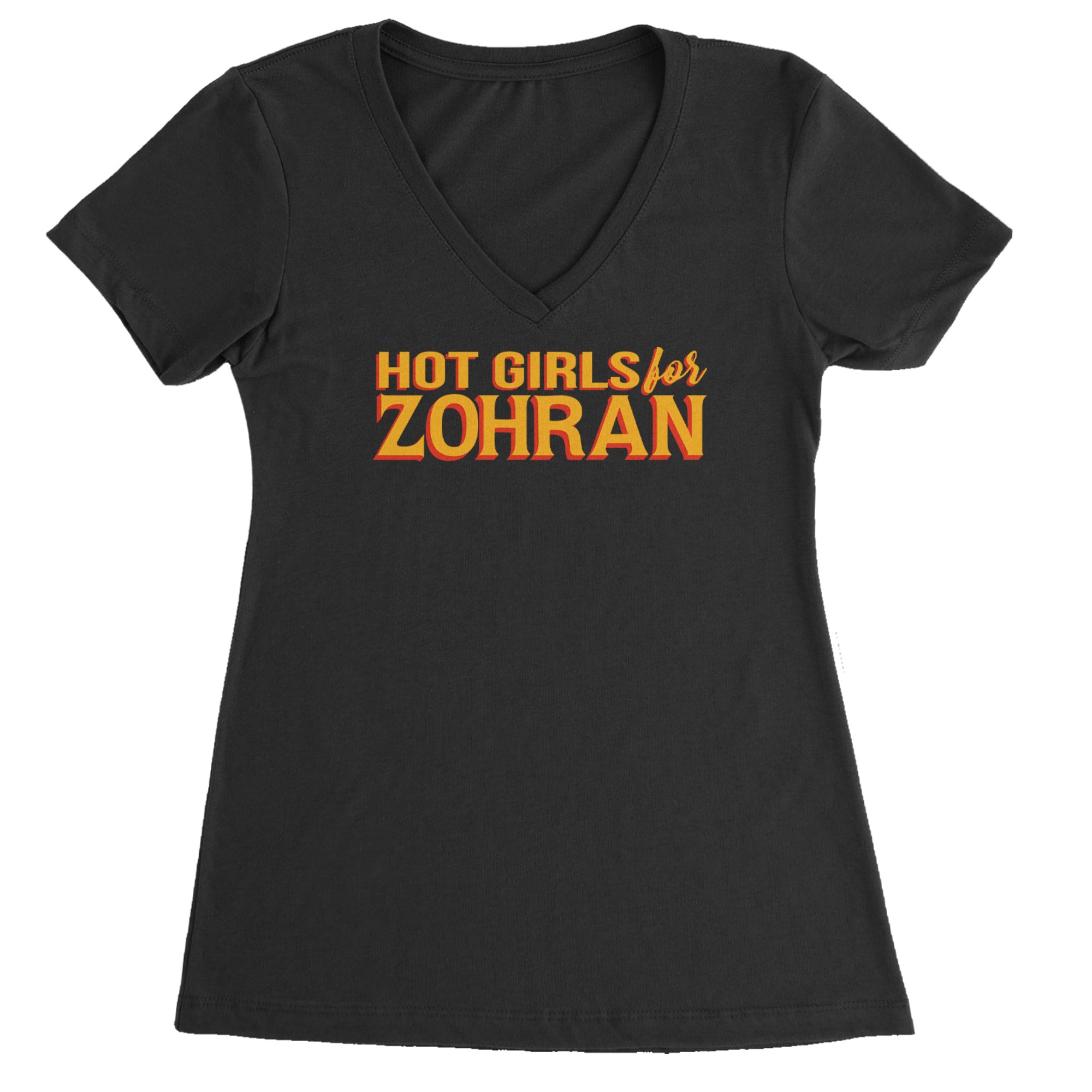 Hot Girls for Zohran Meme Ladies V-Neck T-shirt Black