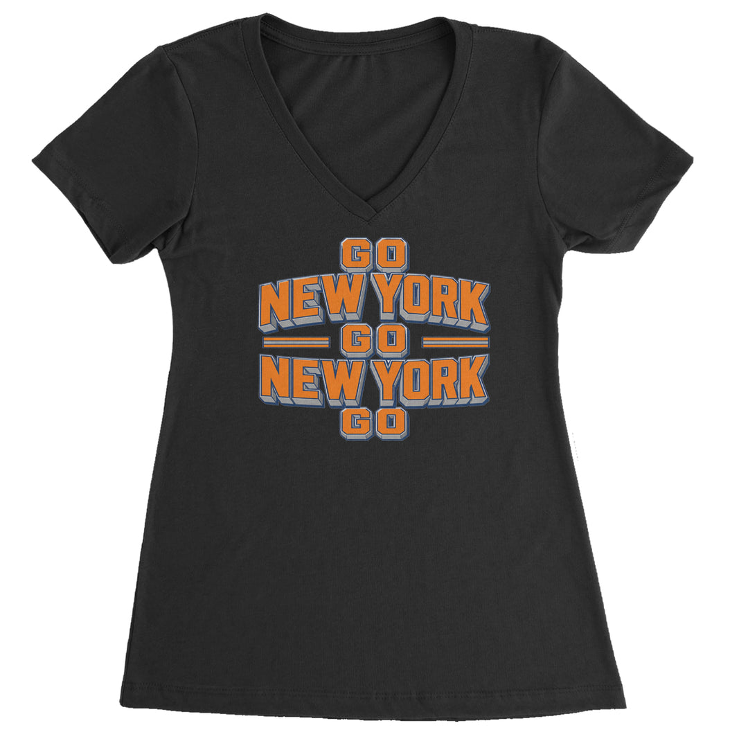 Go New York Go Basketball Ladies V-Neck T-shirt Black