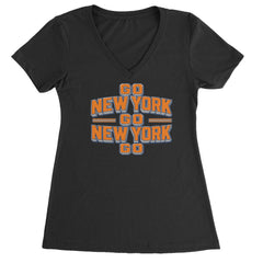 Go New York Go Basketball Ladies V-Neck T-shirt Black
