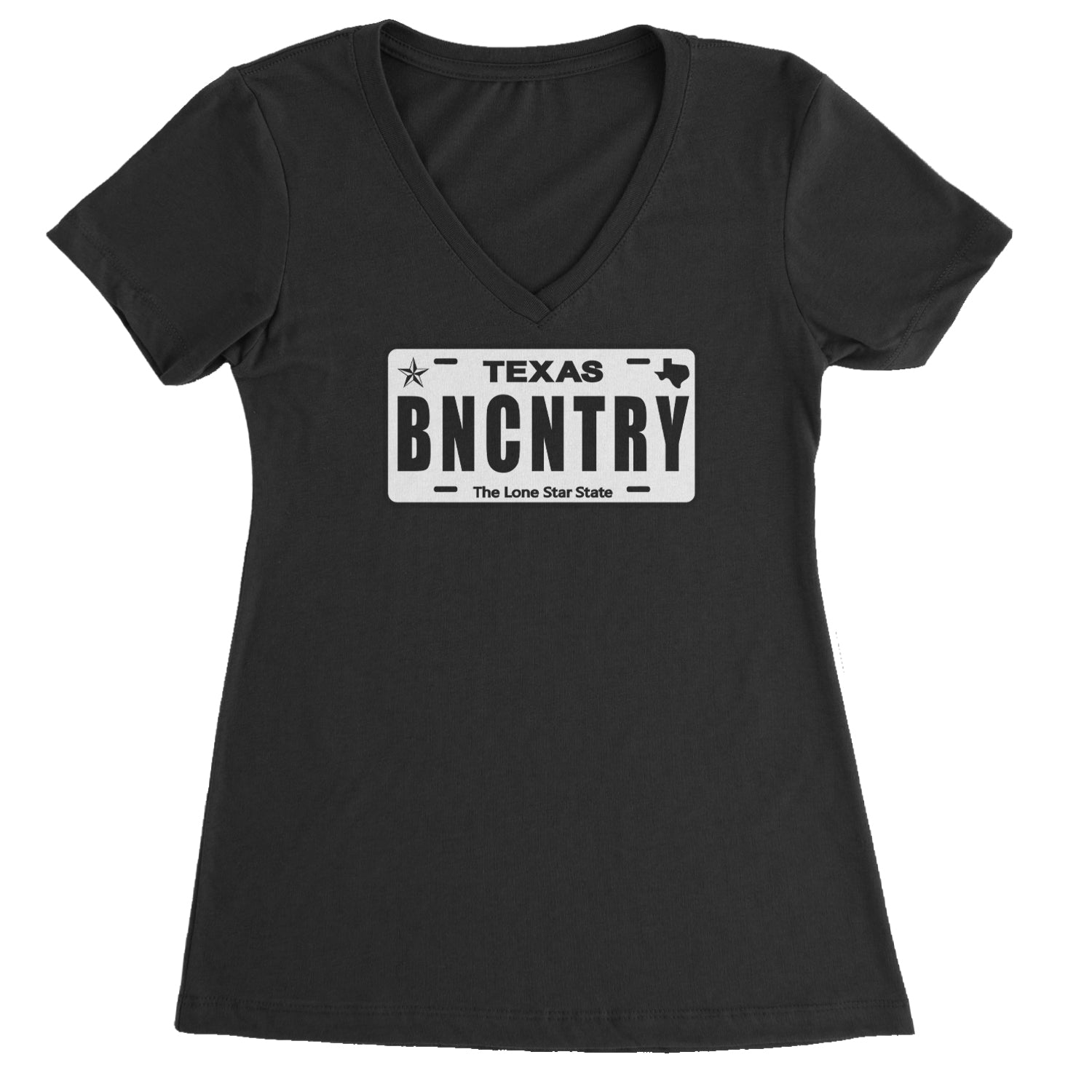 Texas License Plate BNCNTRY Ladies V-Neck T-shirt Light Pink