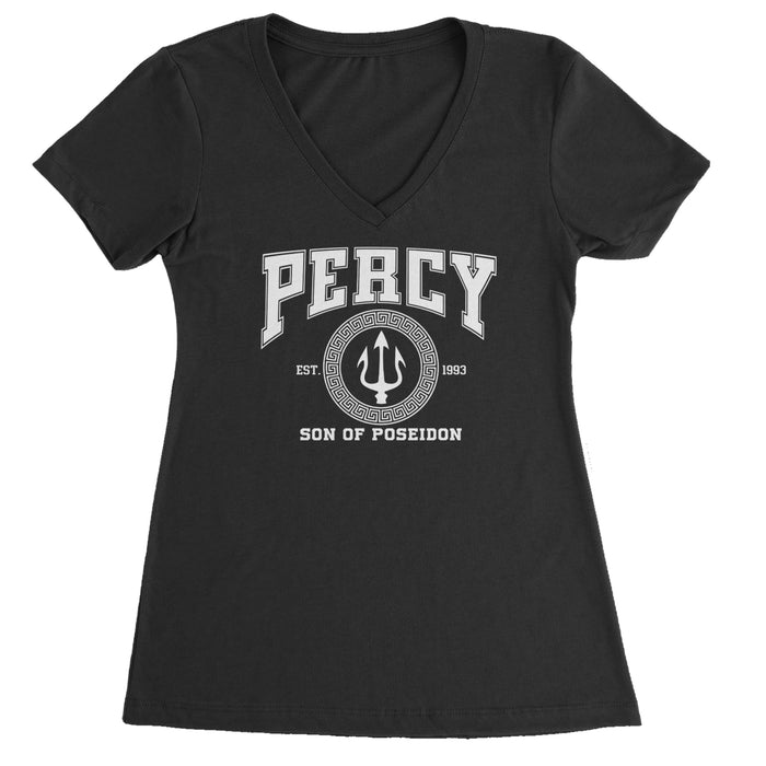 Percy Son Of Poseidon Sea God Ladies V-Neck T-shirt
