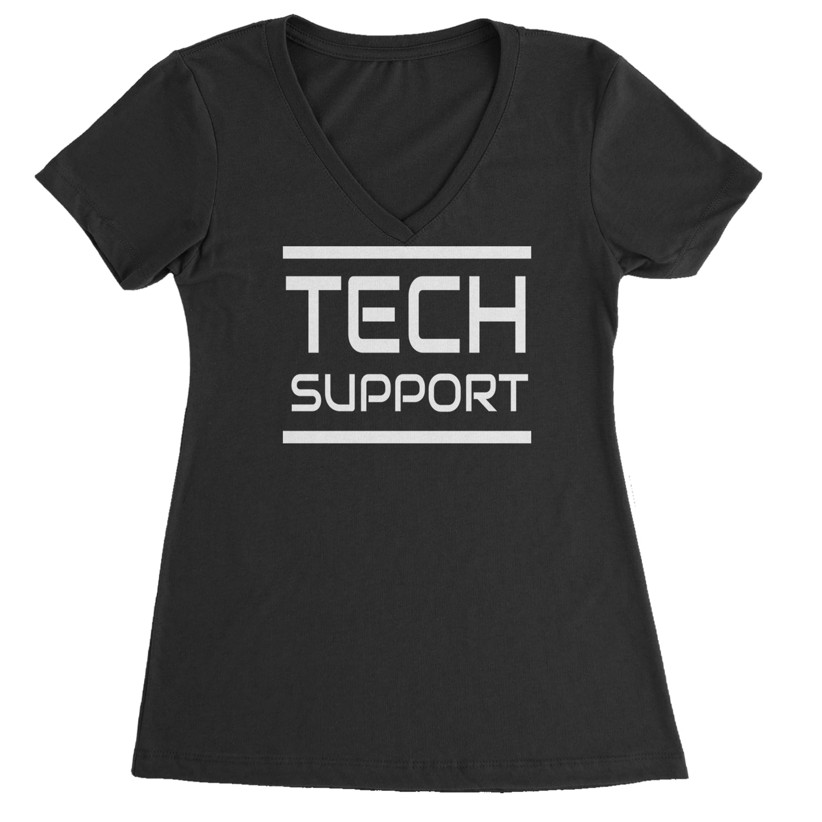 Tech Support Technologist IT Ladies V-Neck T-shirt Black