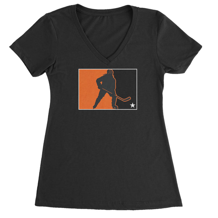 Hockey Enforcer Retro Vintage Ladies V-Neck T-shirt
