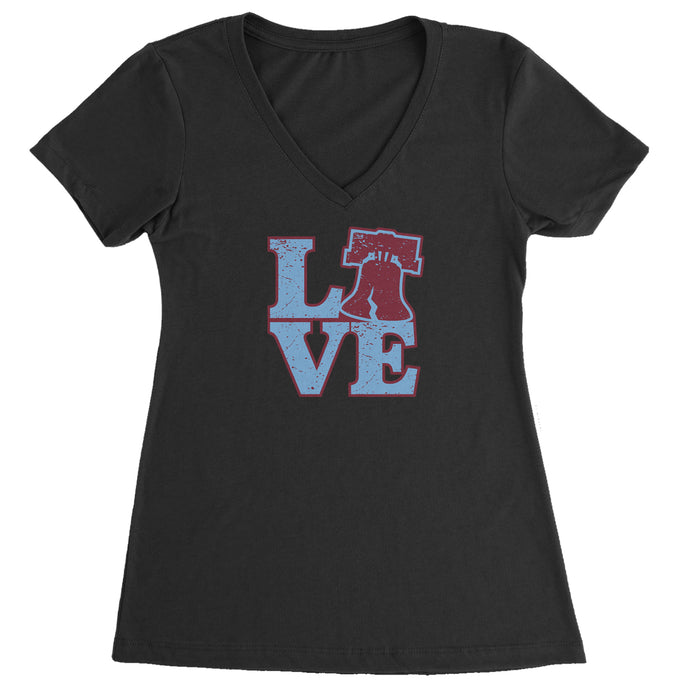 Love Philly Liberty Bell Ladies V-Neck T-shirt