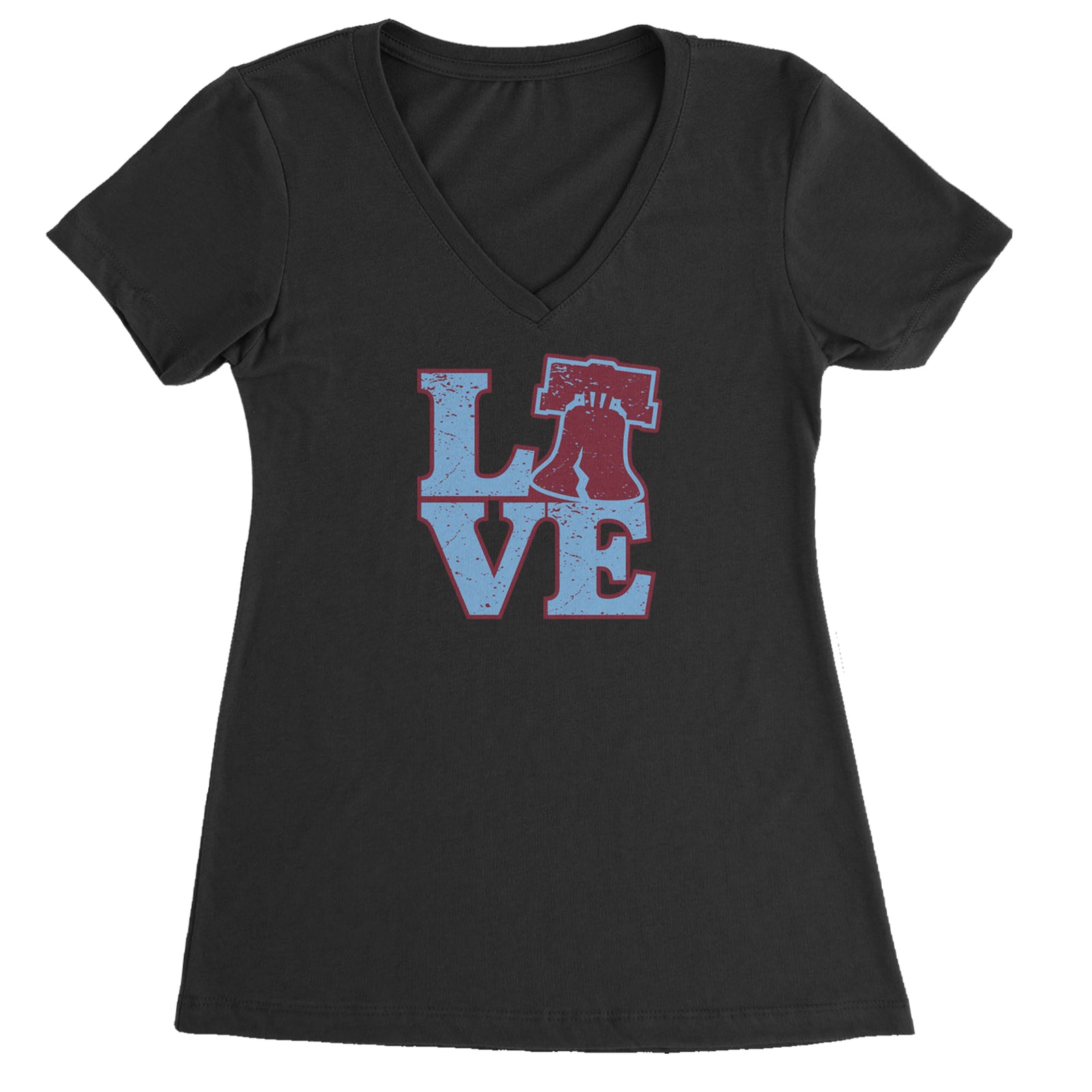 Love Philly Liberty Bell Ladies V-Neck T-shirt Black