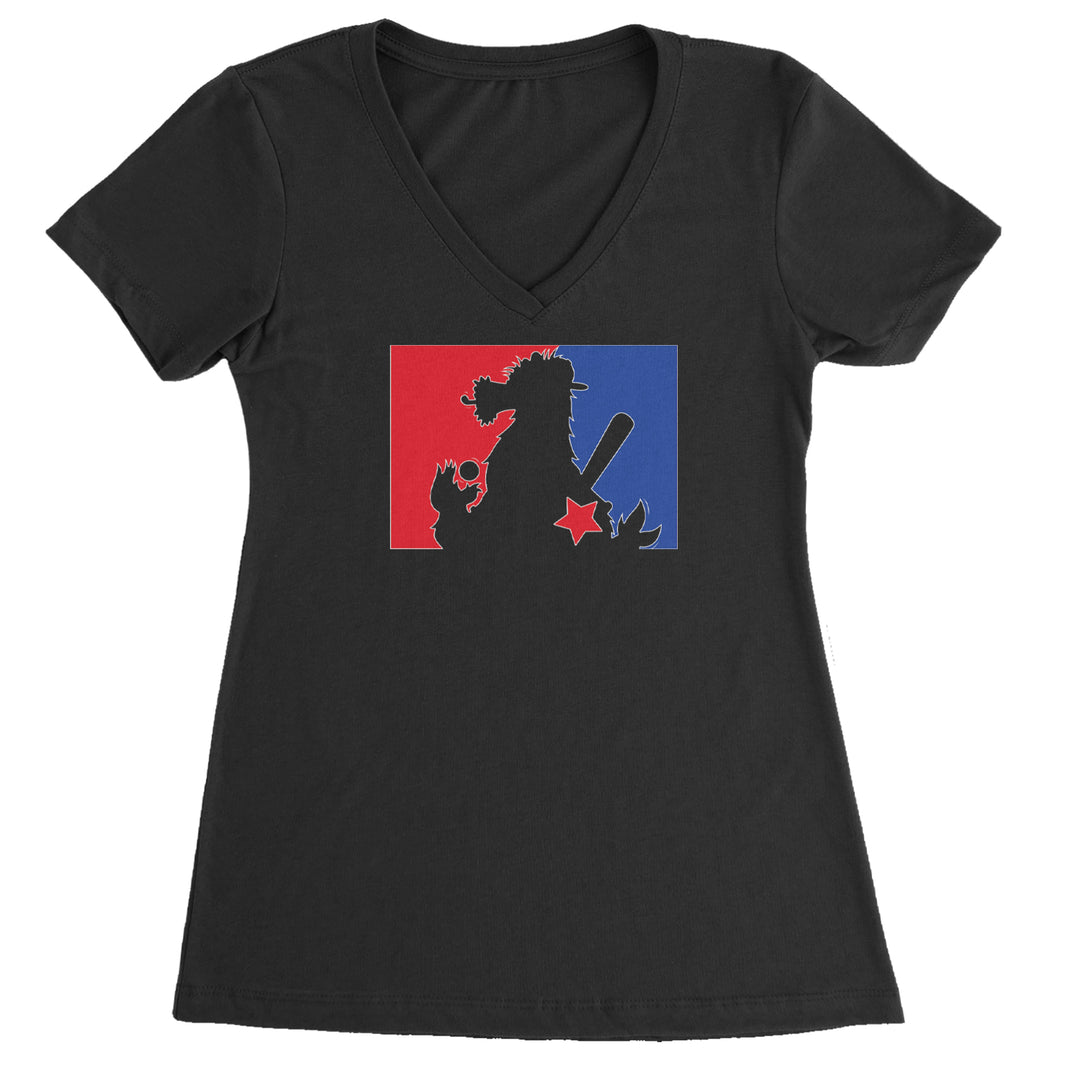 Philly Baseball Phan graphic on Women's Lightweight V-Neck T-Shirt in Black