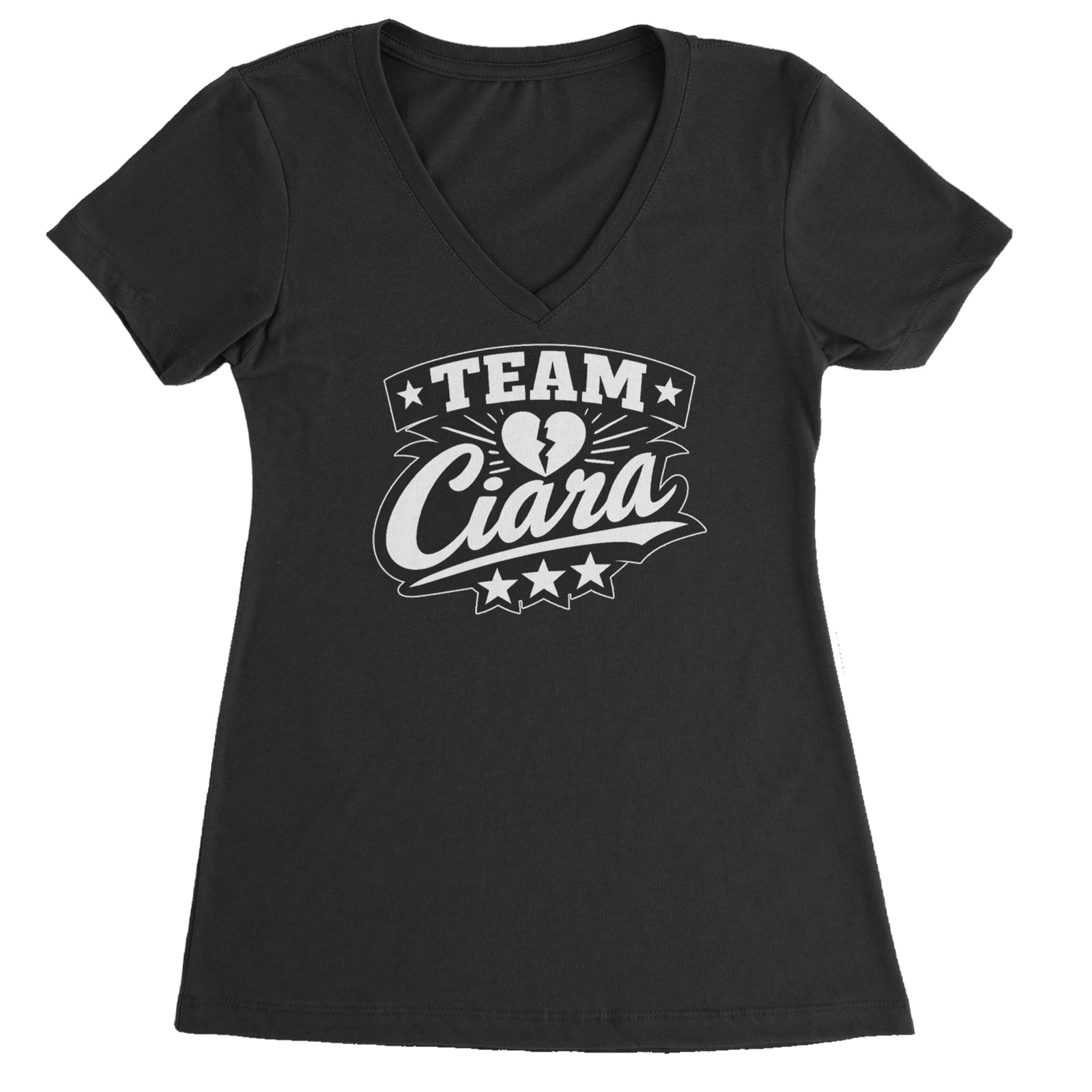 Team Ciara Scamanda Broken Heart Ladies V-Neck T-shirt Black