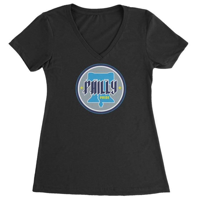 Philly Pride Liberty Bell Ladies V-Neck T-shirt