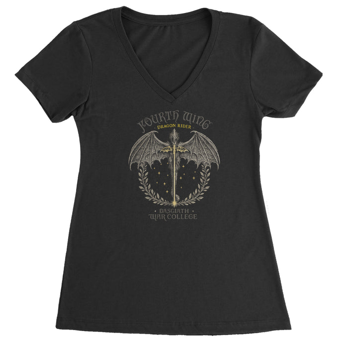 Fourth Wing Dragon Rider Vintage Basgiath War College Ladies V-Neck T-shirt