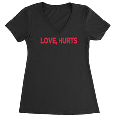 Love Hurts bold typography printed on a Women's Lightweight V-Neck T-Shirt