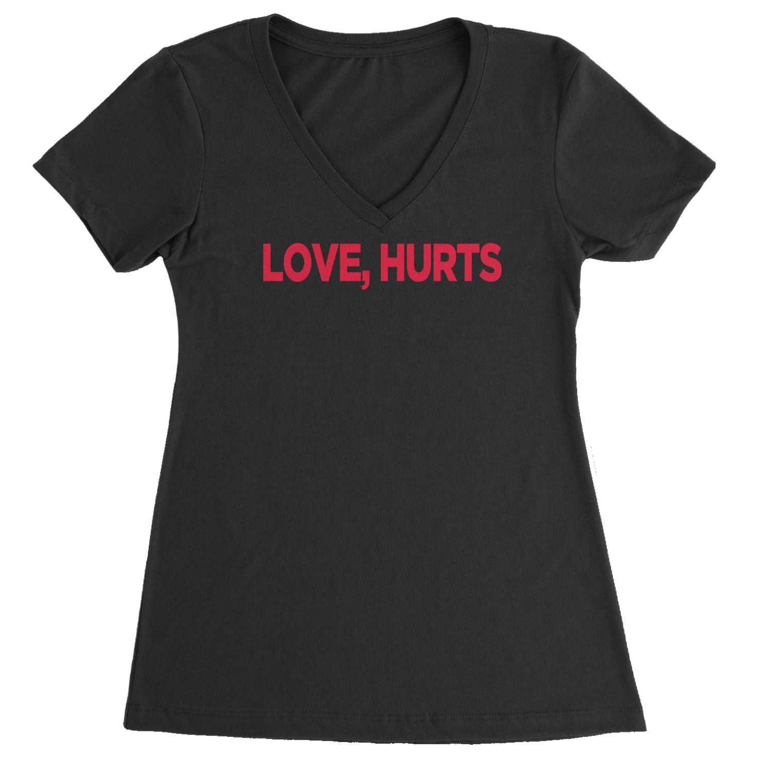 Love Hurts Ladies V-Neck T-shirt Black