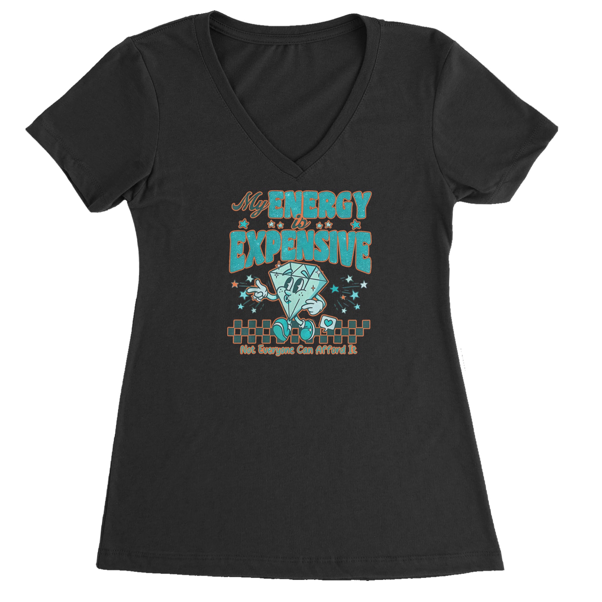 Diamond My Energy Is Expensive Ladies V-Neck T-shirt Black