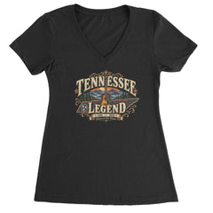 Tennessee Legend Country Music Dolly Ladies V-Neck T-shirt Black