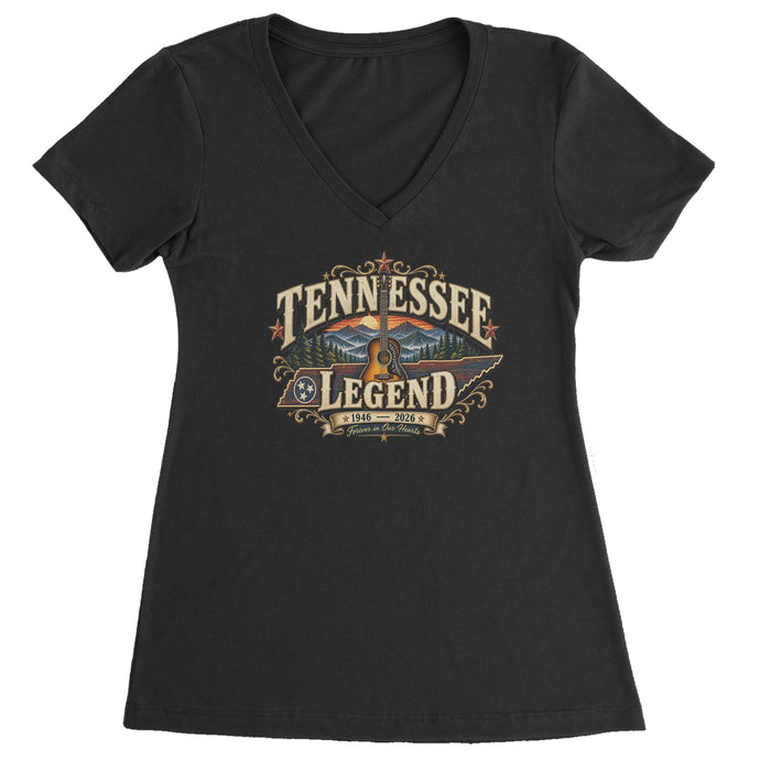 Tennessee Legend Country Music Dolly Ladies V-Neck T-shirt