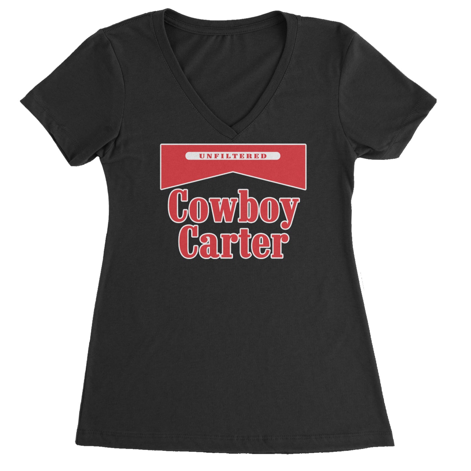 Cowboy Karter Country Act Two Ladies V-Neck T-shirt Blue Clouds
