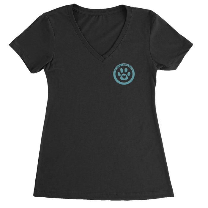 TLC To Love a Canine Dog Rescue Teal Ladies V-Neck T-shirt