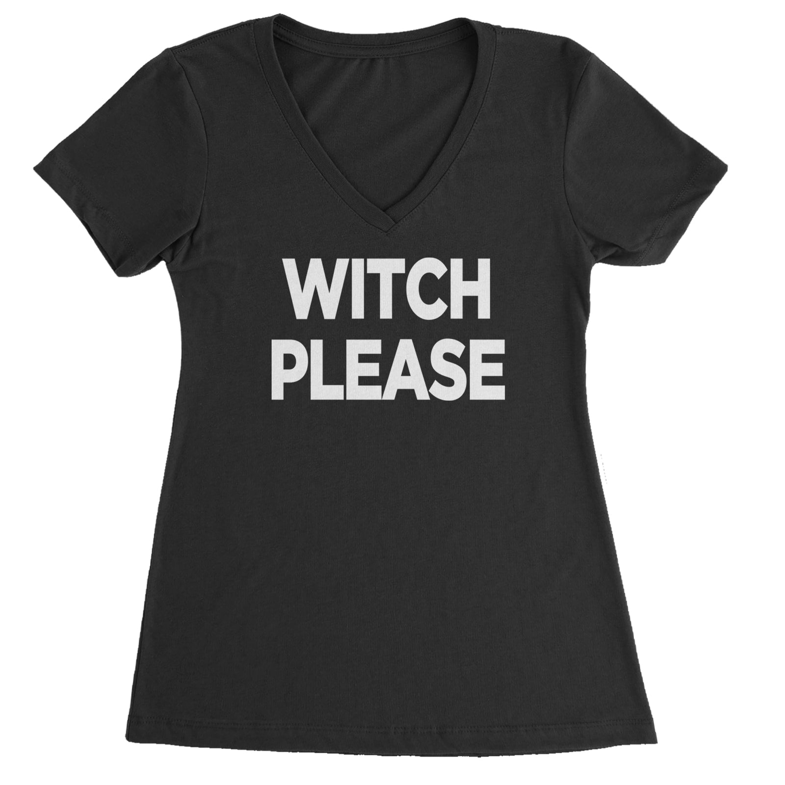 Witch Please  Ladies V-Neck T-shirt Black
