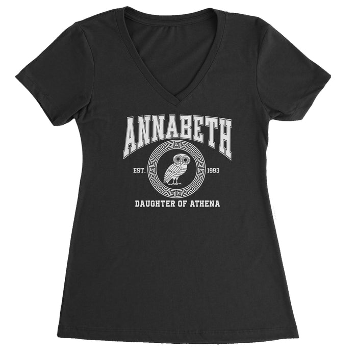 Annabeth Daughter of Athena Owl Wisdom Ladies V-Neck T-shirt