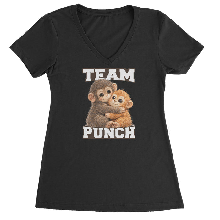 Team Punch Panchi-kun Monkey Ladies V-Neck T-shirt