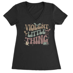 Violent Little Thing Dragon Ladies V-Neck T-shirt Black