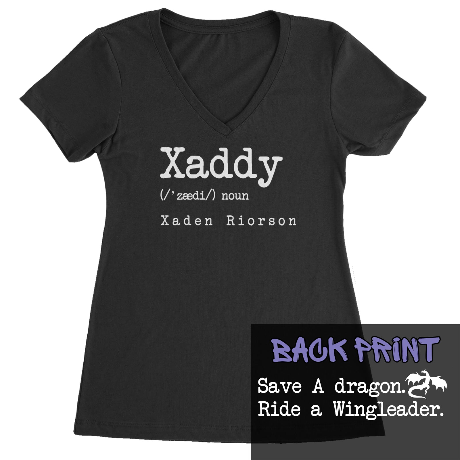Xaddy Save A Dragon Ride A Wingleader Ladies V-Neck T-shirt Black