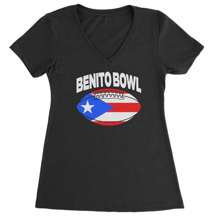Benito Bowl Puerto Rico Football Ladies V-Neck T-shirt