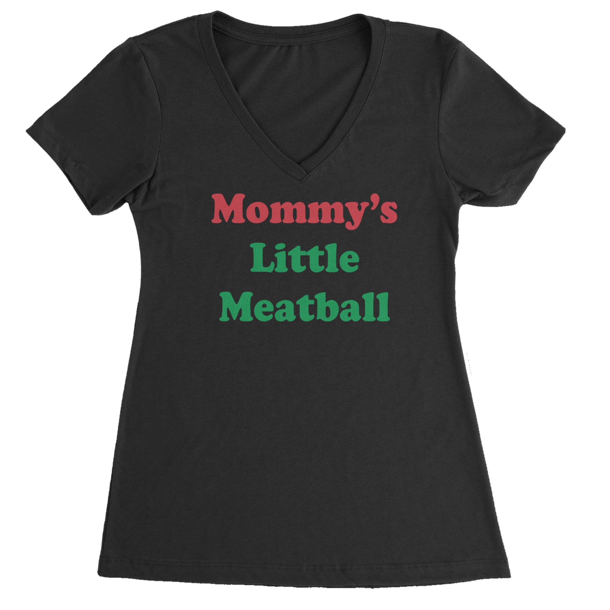 Mommy's Little Meatball Love Island Ladies V-Neck T-shirt Black