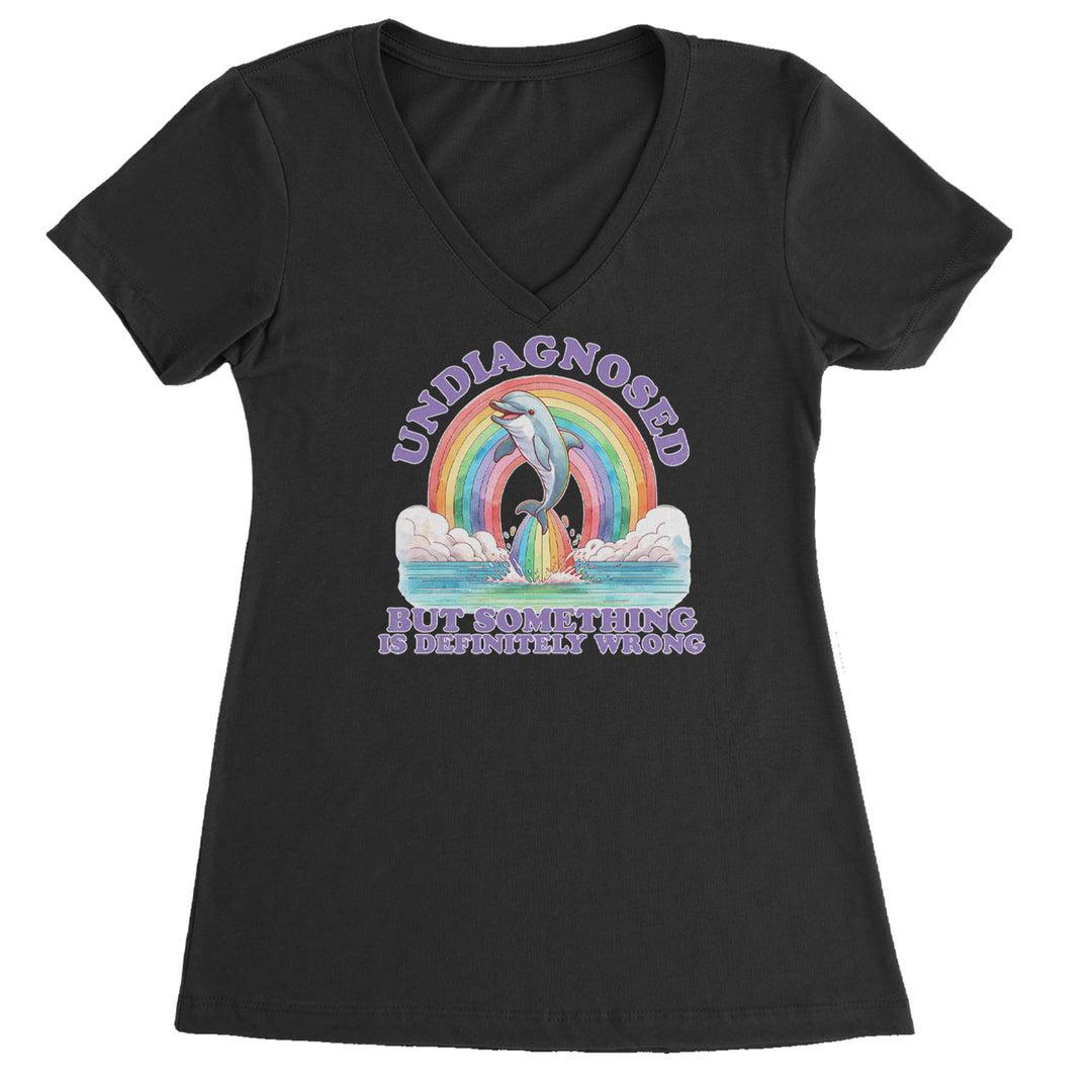 Undiagnosed But Something Is Definitely Wrong Ladies V-Neck T-shirt Black