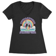 Undiagnosed But Something Is Definitely Wrong Ladies V-Neck T-shirt Black