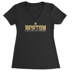 Boston City Pride Irish Ladies V-Neck T-shirt Black