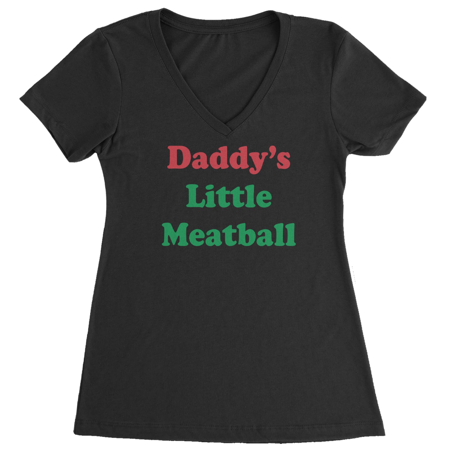 Daddy's Little Meatball Love Island Ladies V-Neck T-shirt Black