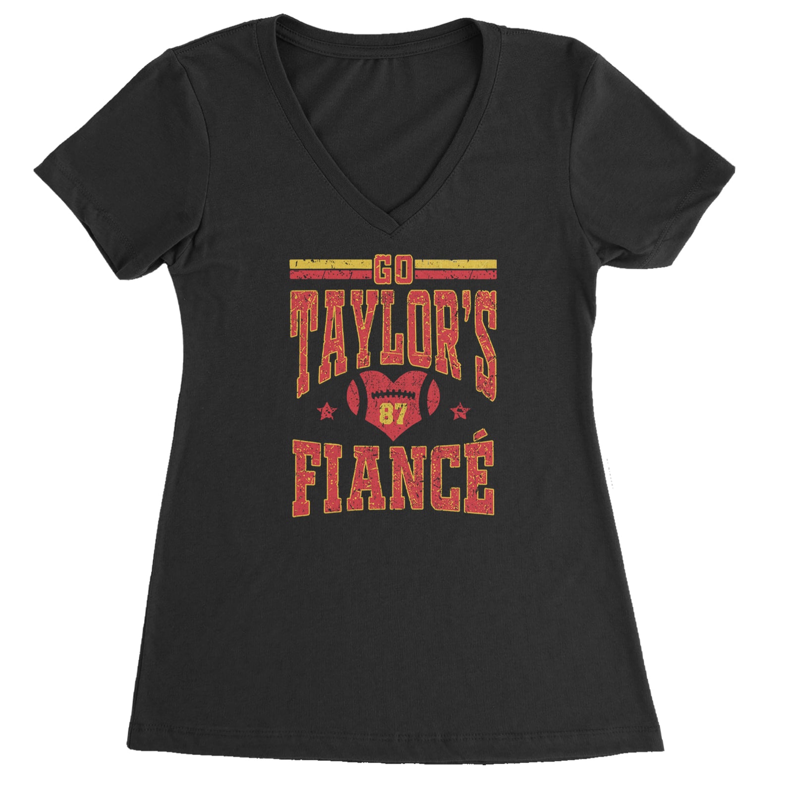 Go Taylor's Fiancé Engagement Game Day Ladies V-Neck T-shirt Black