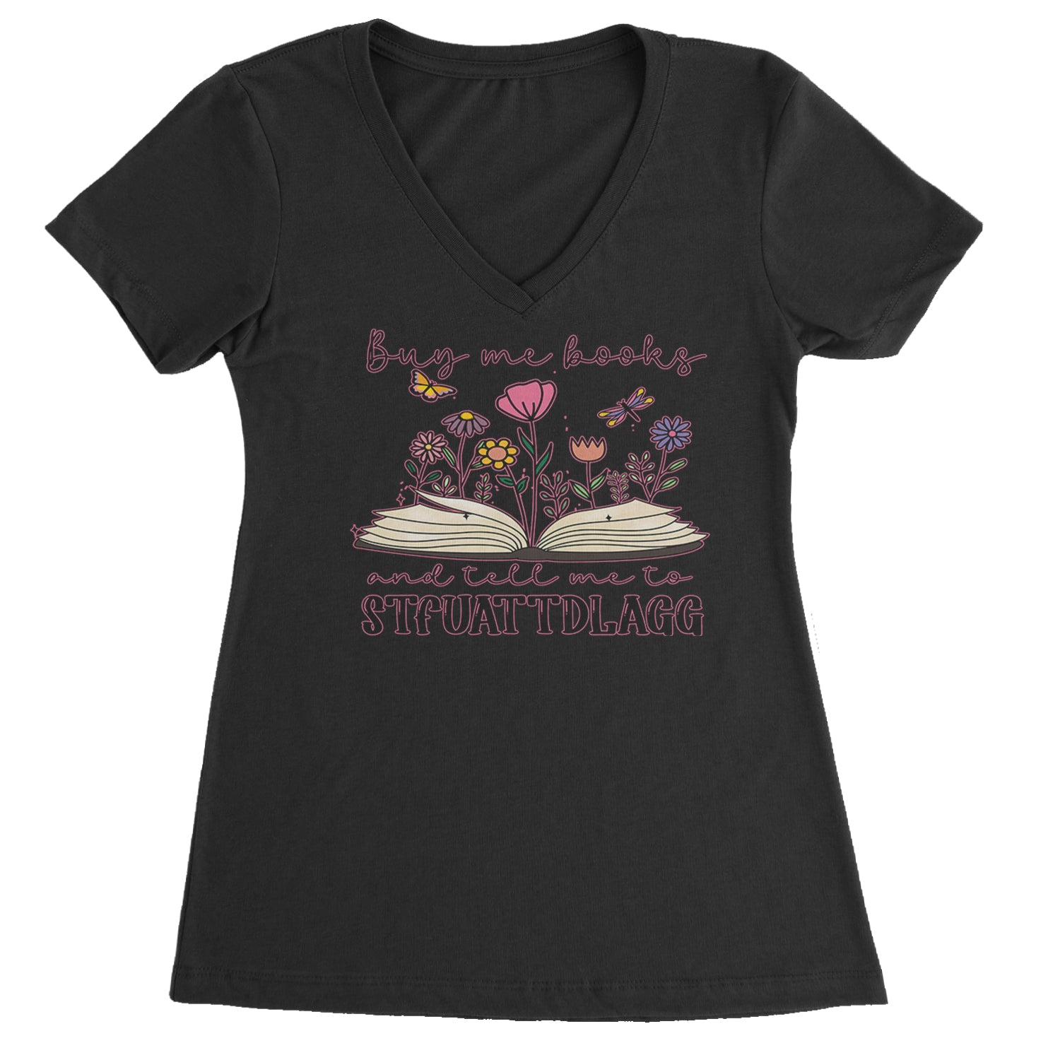 Buy Me A Book And Tell Me To Stfuattdlagg Ladies V-Neck T-shirt Light Pink