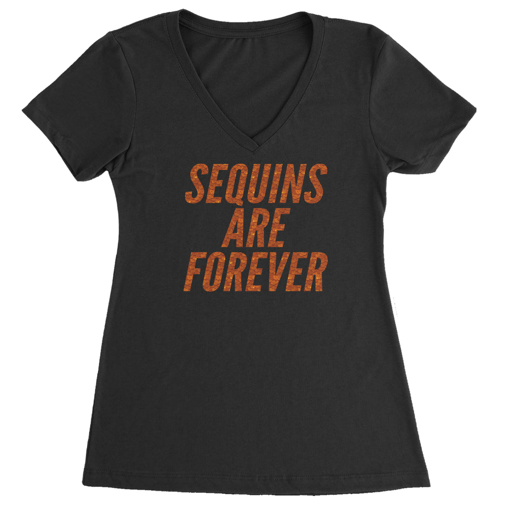 Sequins Are Forever Retro Glam graphic on Women's Lightweight V-Neck T-Shirt in Black