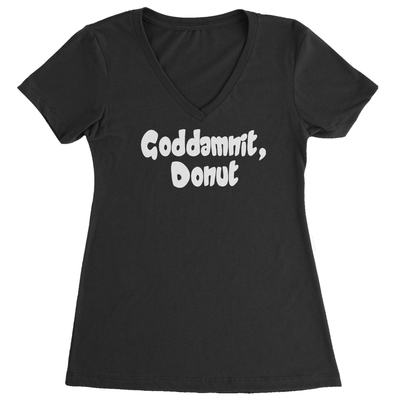Godd-mnit, Donut Carl Ladies V-Neck T-shirt Black
