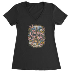 I Will Always Love You Dolly Ladies V-Neck T-shirt Black