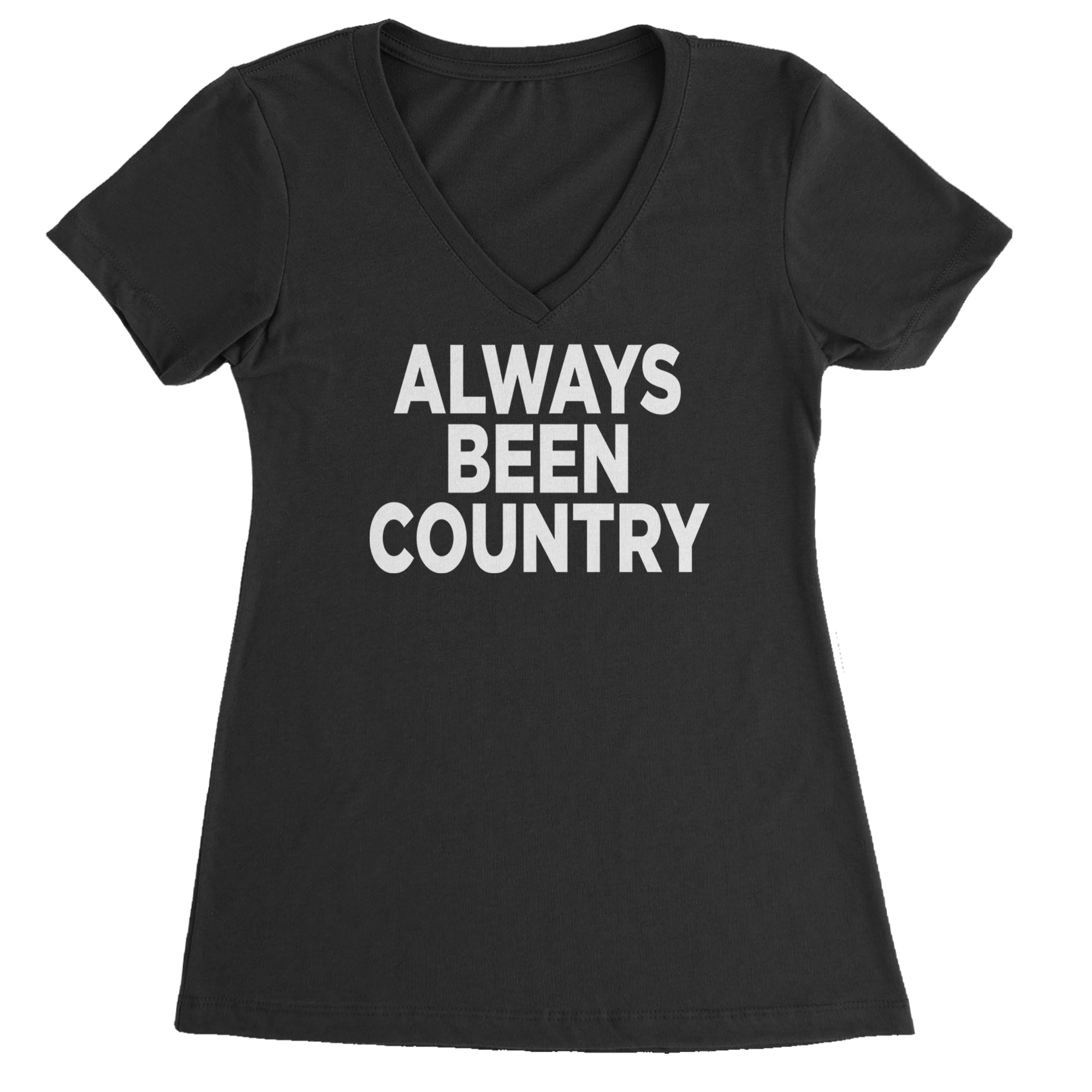 Always Been Country Music Ladies V-Neck T-shirt Black