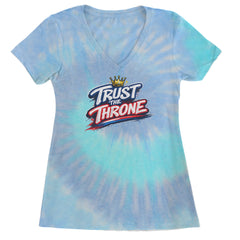Trust The Throne Crown Philly Hoops Ladies V-Neck T-shirt Blue Clouds