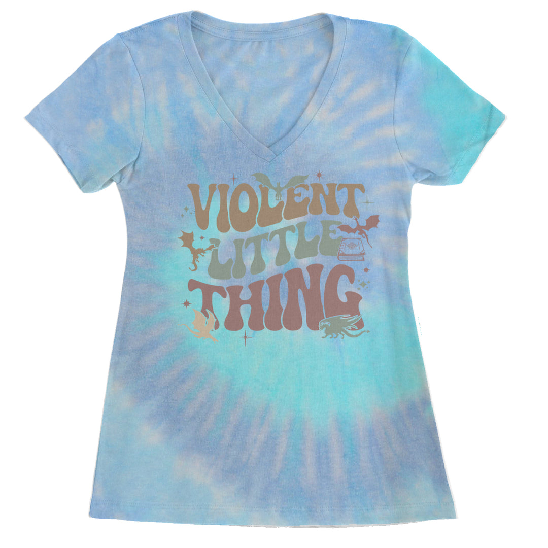 Violent Little Thing Dragon Ladies V-Neck T-shirt Blue Clouds
