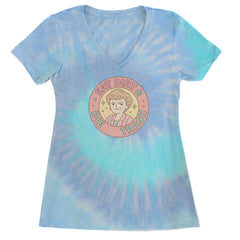 Eat Dirt And Die, Trash Golden Girls Ladies V-Neck T-shirt Blue Clouds