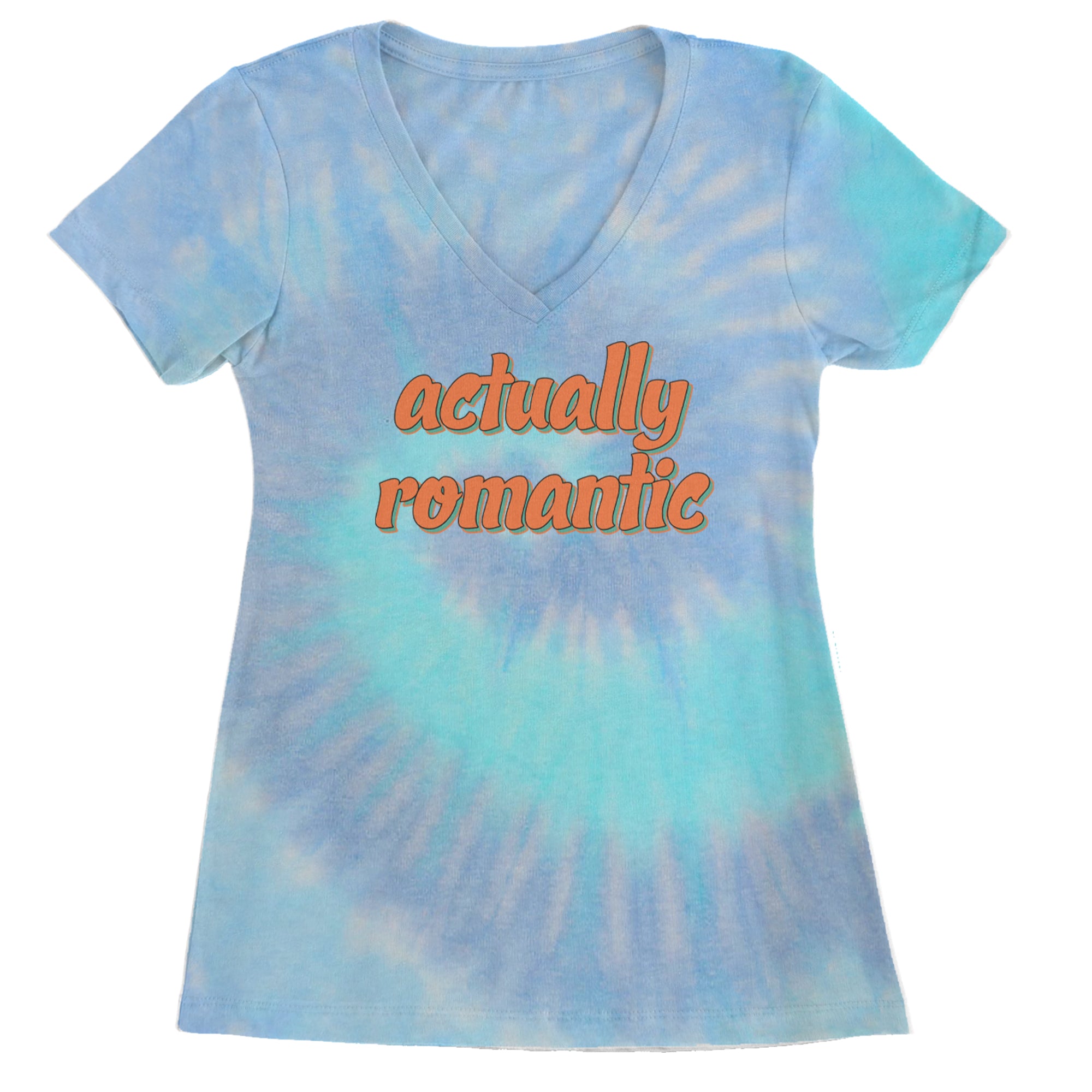 Actually Romantic Ladies V-Neck T-shirt Blue Clouds