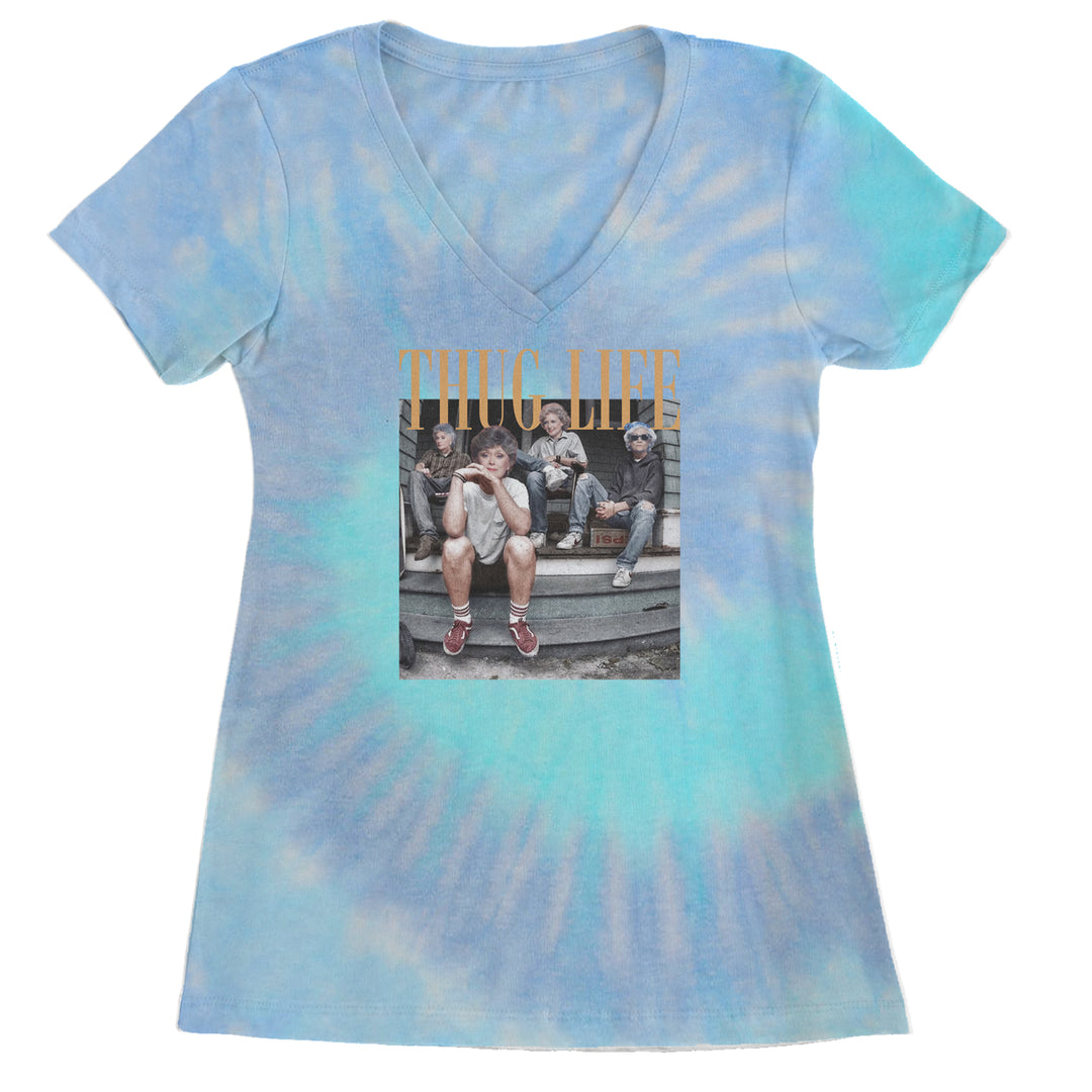 Golden Girls Thug Life Street Ladies V-Neck T-shirt Blue Clouds