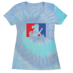 Philly Baseball Phan graphic on Women's Lightweight V-Neck T-Shirt in Blue Clouds