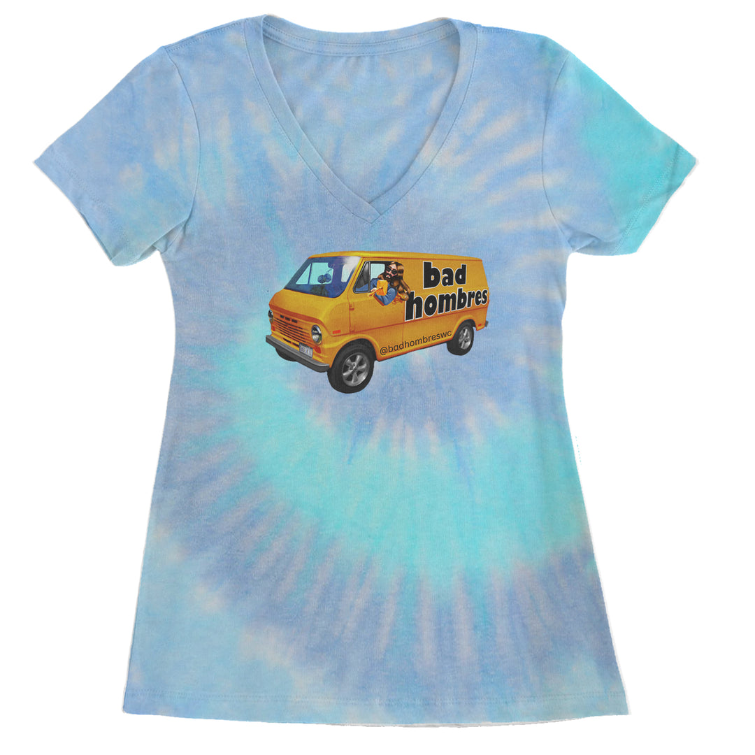 Bad Hombres Van West Chester Band Ladies V-Neck T-shirt Blue Clouds