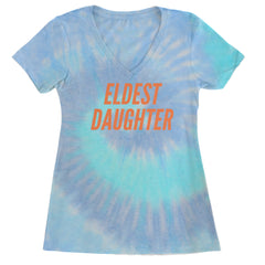 Eldest Daughter Ladies V-Neck T-shirt Blue Clouds