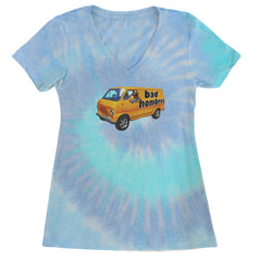 Bad Hombres Van West Chester Band Ladies V-Neck T-shirt Blue Clouds