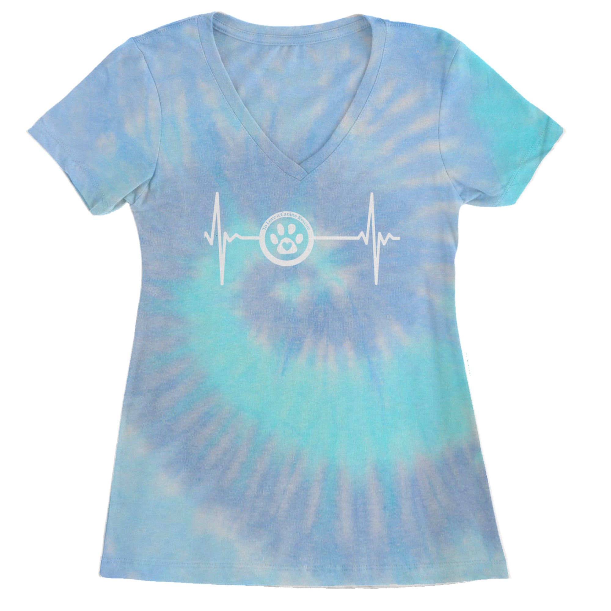 TLC Rescue Heartbeat Ladies V-Neck T-shirt Blue Clouds