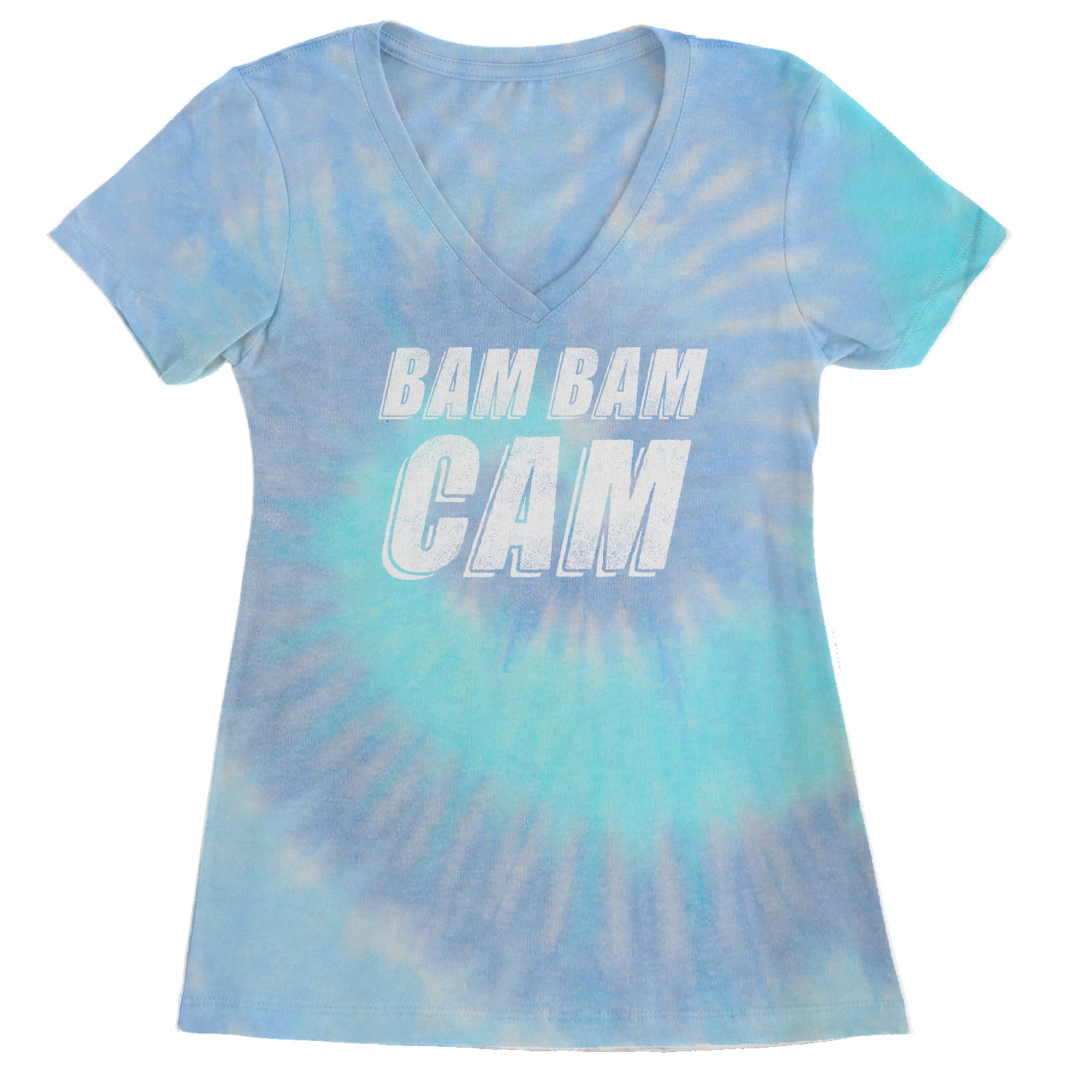 Bam Bam Cam Ladies V-Neck T-shirt Blue Clouds