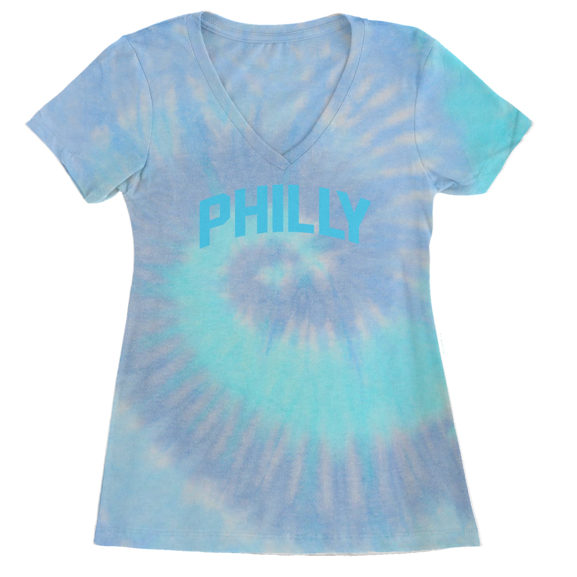 Philly Philadelphia Pride Ladies V-Neck T-shirt Blue Clouds